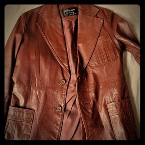 Vintage brick red leather blazer